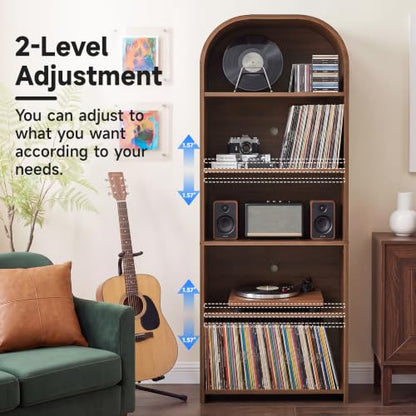 63'' Tall Record Player Stand, 5 Tier Large Record Player Storage Cabinet