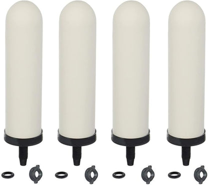 HUINING 4PCS 7-inch Replacement Ceramic Filter Candle with Activated Carbon for Countertop Gravity Water Filter System and Household Water Cooler Filtration Systems