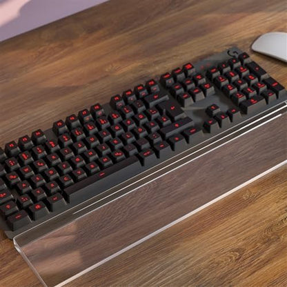Custom Acrylic Keyboard Wrist Rest, Transparent/Frosted RGB Wrist Pad for Mechanical Keyboard (Color : Transparent, Size : 100%)