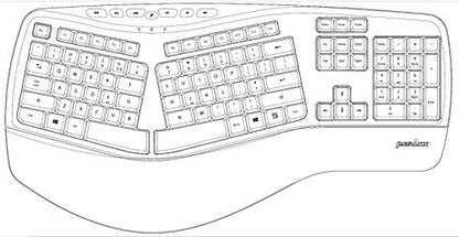 Perixx PERIBOARD-312 Ergonomic Backlit Keyboard - Wired USB with 2 Hubs - Natural Split Design - White LED - Black