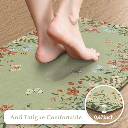 KIMODE Kitchen Mats for Floor Anti Fatigue,Farmhouse Kitchen Rugs Sets of 2