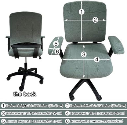 High elasticity anti slip office chair cover, split design for easy installation,universal desk chair case wear-resistant and scratch resistant (Pine and cypress green,Chair seat Cover + Back Cover))
