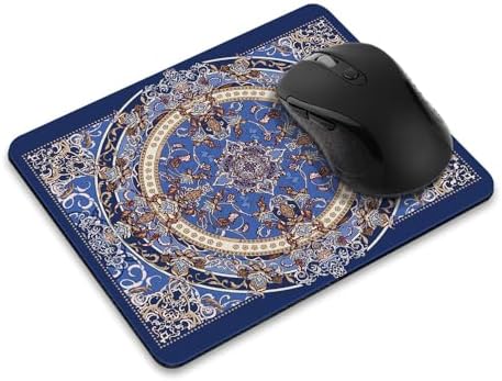 Non-Slip Rectangle Mousepad, WIRESTER Vintage Oriental Blue Persian Floral Rug Mouse Pad for Home, Office and Gaming Desk