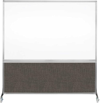 DivideWrite Mobile Whiteboard | Double Sided Dry Erase Board | Portable Office Cubicle Partition | Display for Classrooms, Conference Rooms, Meeting Areas and More | Mocha Fabric 6' Wide x 6' Tall
