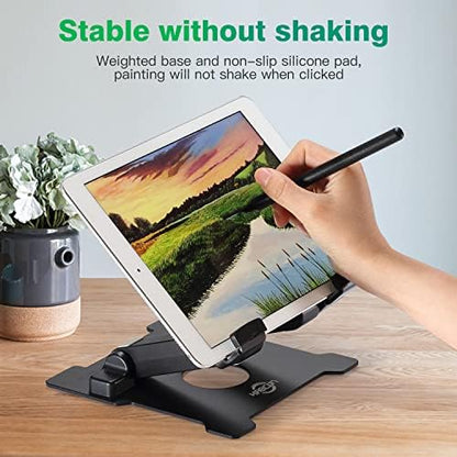 KABCON Tablet Stand,Adjustable Drawing Holder Eye-Level Aluminum Solid Stand for Desk, Portable Monitor, iPad Pro 9.7 10.5 Air Mini,Microsoft Surface Pro,Tab-Up to 15''