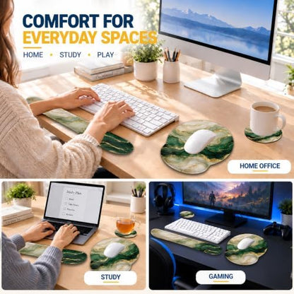 Mouse Pad with Wrist Rest, Keyboard Support and Coaster