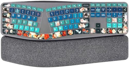 Silicone Keyboard Cover Compatible with Logitech Ergo K860 Ergonomic Keyboard US Layout, Logitech K860 Accessories, Rose