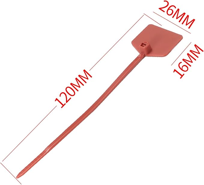 4 in Marker Nylon Cable Ties, Plastic Water Proof Tags, Self-Locking Written-on Cable Marker, Security Seals Label for Cabling, Wire Marking Label, Shipping Hanging Tags - Red/ 100pcs