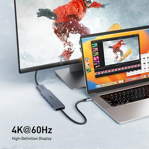 BENFEI USB C HUB 7-in-1 with HDMI(4K@60Hz,Certified), 100W Power Delivery, 3*USB 3.0, SD/TF Card Reader(160MB/s) Compatible with iPhone 15 Pro/Max, MacBook, iPad Pro, iMac, S23, XPS17