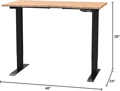 FLEXISPOT EN2 Whole-Piece Bamboo Standing Desk with Clamp Power Strip, 48 x 24'' Electric Stand Up Height Adjustable Desk with Cable Management (Black Frame + 48" Bamboo Top, 2 Packages)