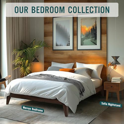 Acacia Mervyn Solid Wood Bed Frame Without Headboard, King Size, Chocolate