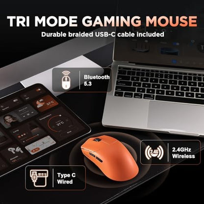Zero1 Pro Wireless Mouse,Tri-Mode Gaming Mouse, 24K DPI Orange Mouse