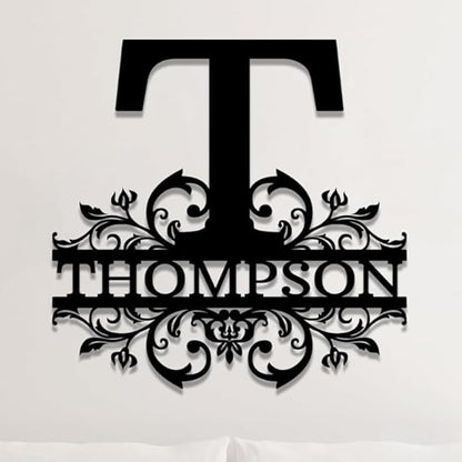 Custom Metal Signs | Personalized Monogram Name Sign | Outdoor Wall Art for Family Name | Custom Name Metal Sign, Last Name, Anniversary, Wedding Gifts for Women, Wife, Parents, couple (Design 9)