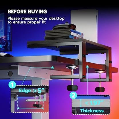 ARES WING Clamp-On Desk Extender Monitor Shelf, 15x9.8 up to 44lbs