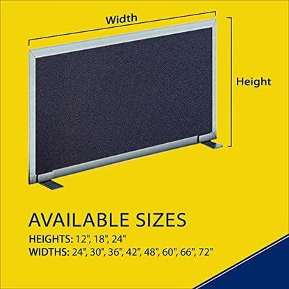 OBEX Acoustical Free Standing Privacy Screen, Cubicle Accessories Desk Privacy Panel, Desk Dividers for Office, Office Furniture Partitions Portable Sound Proof Dividers, 12" x 24", Slate