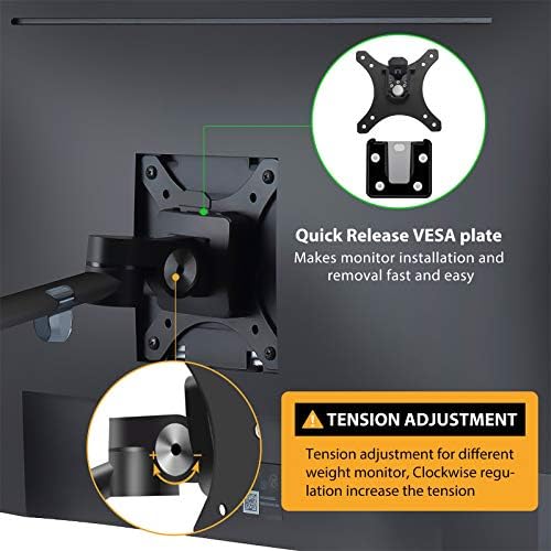 Viozon Monitor and Laptop Mount, 2-in-1 Adjustable Dual Arm Desk Mounts Single Desk Arm Stand/Holder for 17 to 32 Inch LCD Computer Screens, Extra Tray Fits 12 to 17 inch Laptops (Black)