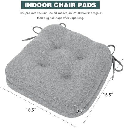 baibu Patented Dining Chair Cushions, 2 Pack, 16.5 x 16.5 x 3.5 in, Grey