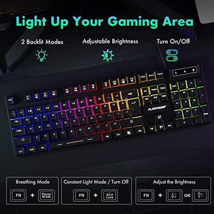 Gaming Keyboard and Mouse Combo, Wired Full Size Keyboard Mouse