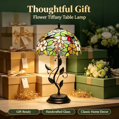 Tiffany Lamp Warm Grape Floral Stained Glass Table Lamp