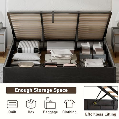 King Lift Up Storage Bed Frame, Black