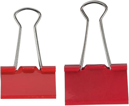 JAM PAPER Colorful Binder Clips Assortment - Medium & Large Size - Red Binderclips - 27 Clips/Pack
