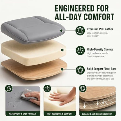 MALOL Leather Office Chair with Adjustable Lumbar Support Set of 2, Grey