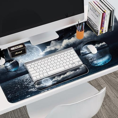 4 in 1 Mouse Pad Set with Wrist Rest for Keyboard,Desk Mat,Coaster-Ocean