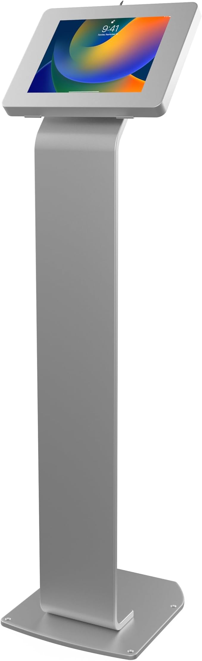 Premium Kiosk Floor Stand – CTA Locking Support Base Kiosk for iPad 11 (A16) - Pro 11-inch M4 - Air 11-inch M3- iPad 10th Gen - Galaxy Tab & More Tablets - Silver - (PAD-PARAFS)