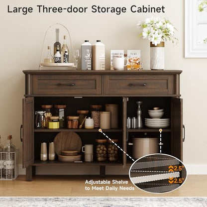 48 Inch Buffet Cabinet with Storage, Brown
