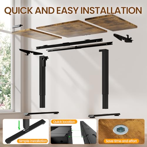 63"x28" Wider Large Standing Desk, Electric Height Adjustable, Brown