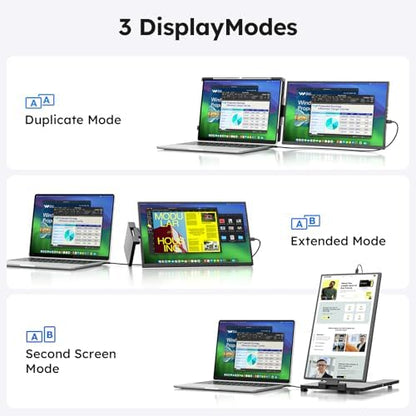 Dopesplay Laptop Screen Extender, 15.6" FHD 1080P IPS External Portable Monitor for Laptop, Plug & Play Dual Screen Monitor for 13"-17" Laptops, Compatible with Mac, Wins, Chrome, Android, Dex