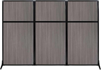 Versare Workstation Partition | Portable Wall Divider | Modern Office Cubicle | Free Standing Privacy Screen | Flexible Work Space | 99" x 70" Gray Elm Wood Grain Panels No Window