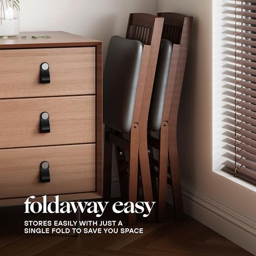 Folding Wood Dining Chairs, Padded, No Assembly, 2 Pack