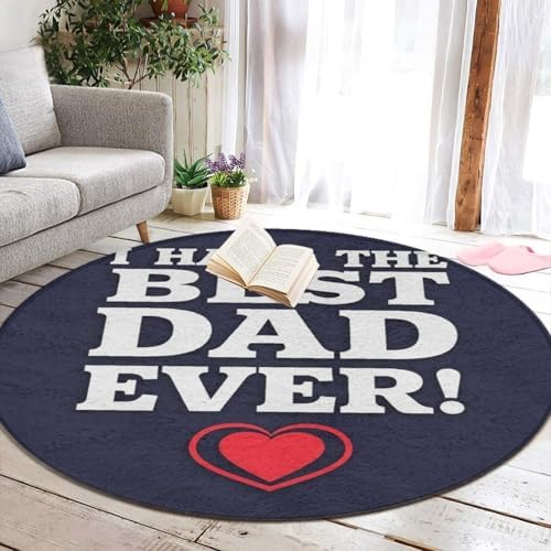 Circular Rugs Large Modern Round Area Rug Fashion Decor Mat for Home Office Best Dad Ever Heart