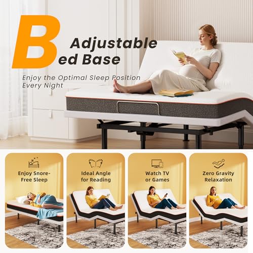 Adjustable Bed Frame King Size with Wireless Remote, Head Foot Incline, USB, Underbed Light - Heavy Duty Platform, Zero Gravity Bedframe
