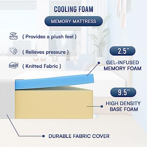 | 12 Inch King Mattress | Medium Firm | Gel Memory Foam | White