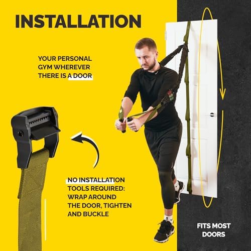 Door Anchor Strap for Resistance Bands with 5 Loops and Metal D-Rings