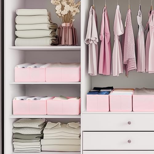 Criusia Drawer Organizer Clothes, 21 Pack Dresser Organizer for Baby Clothes, Underwear, Sock - Foldable Closet Organization and Storage Dividers Bins for Nursery, Bedroom (Pink)