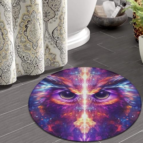 Highly Premium Quality Floor Mat, Office Chair Decor Mat, Room Sofa Yoga Soft Round Carpet Cool Space Abstract Owl Trippy Art, 24inch