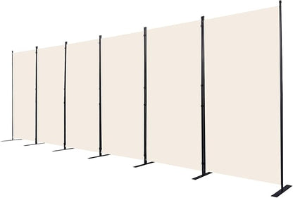 CHOSENM Room Divider, 6 Panel Folding Privacy Screens with Wider Support Feet, 6 Ft Portable Room Partition for Room Separator, 204" W X 71" H, Beige