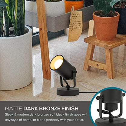 Catalina Lighting Modern Multipurpose Spotlight Desk or Wall Mount Accent Lamp, 6", Dark Bronze, Set of 2