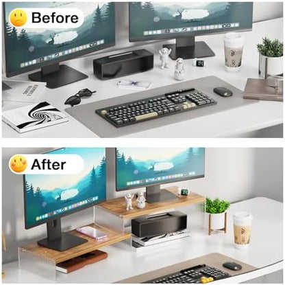 YGYQZ Adjustable Monitor Stand Riser, 7.67"×15.74" Dual Monitor Desk Stand