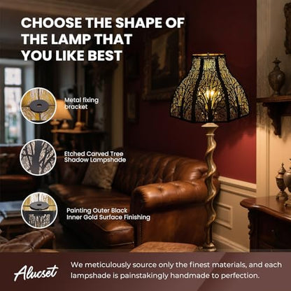 Etched Forest Large Metal Lampshade 5.32'' X 13'' X 9.5''For Floor Lamp