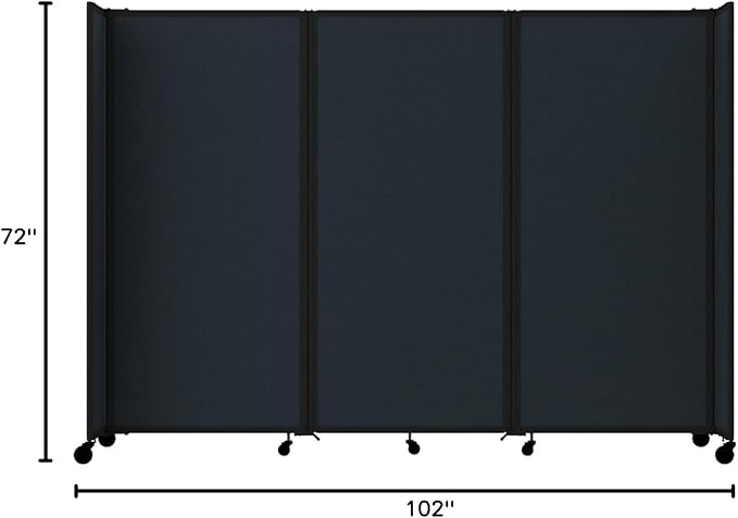 Versare Room Divider 360 Portable Wall Partition | Folding Panels | Large Freestanding Divider | Locking Wheels | Temporary Room Separator