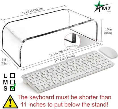 AMT Premium Acrylic Monitor Stand, Clear, Monitor Riser for Laptop/PC/Multimedia Monitor/Printer Stand for Home Office (Small - 2 Pack)
