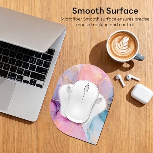 Contoured Oval Mouse Pad 6x8in Non-Slip for Laptop,Dream Marble