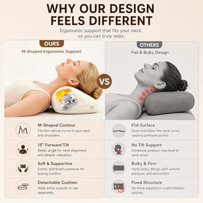 Cordless Neck Massager Pillow with Heat, Deep Tissue Cervical Massage