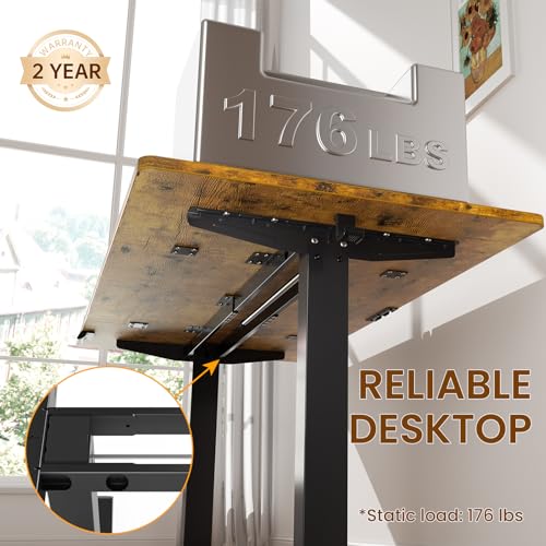 63"x28" Wider Large Standing Desk, Electric Height Adjustable, Brown