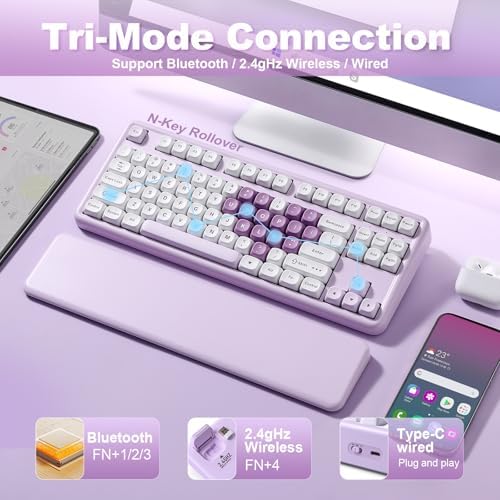 YUNZII B87 TKL Wireless Mechanical Keyboard (Purple Heart, Cocoa V2)