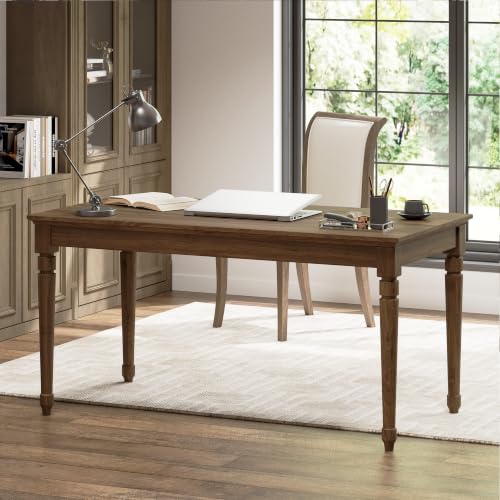 Mid Century Solid Wood Writing Desk with Storage Drawers